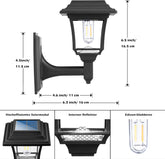 Solar Fence Lights 4 Pack, Outdoor LED Wall Lights with Edison Bulbs, 2 Modes Warm/Cold White, Waterproof Solar Garden Decor